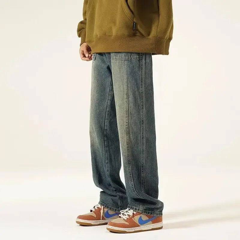 Мужские джинсы осенние мешковатые удобные шикарные брюки для тренировок