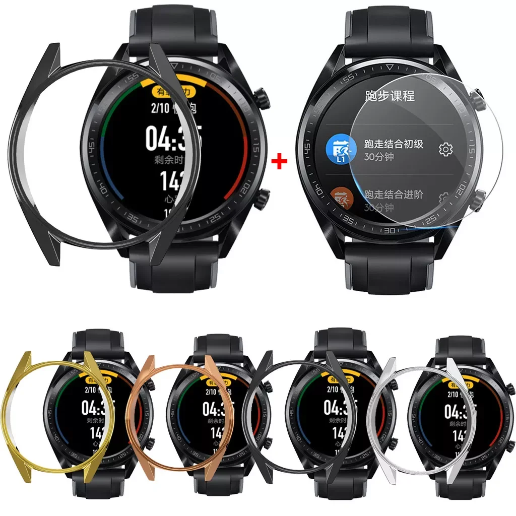 

TPU Protection Case with Screen Protector For Huawei Watch GT 46mm Smart Watch Cover Replacement Film Shell Case Protector 19Aug