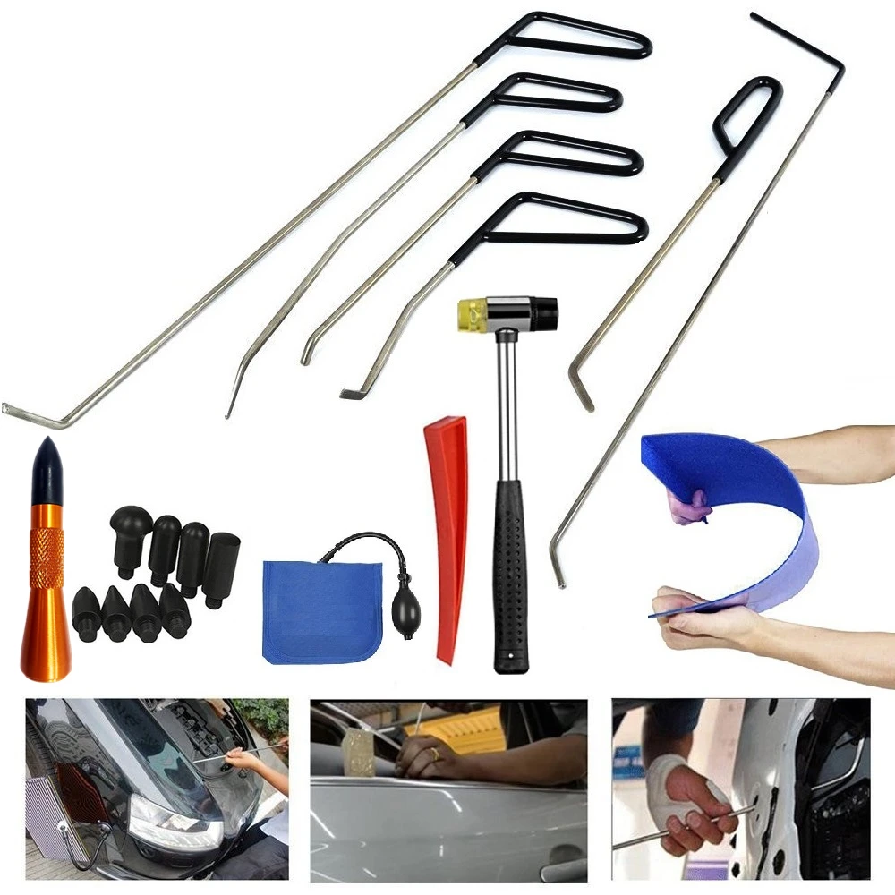 Dent Repair Rod Hook Tool Paintless Dent Repair Car Dent Repair Kit Hail Hammer Dent Removal Kit for Automotive Dent Repair