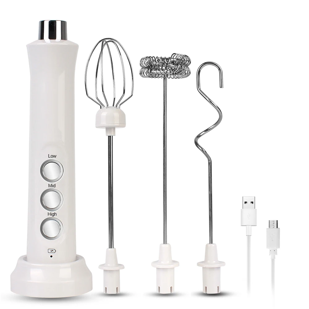 

Egg Beater Portable Foam Maker Handheld Rechargeable Electric Milk Frother Flour Mixer 3 In 1 For Coffee Cappuccino