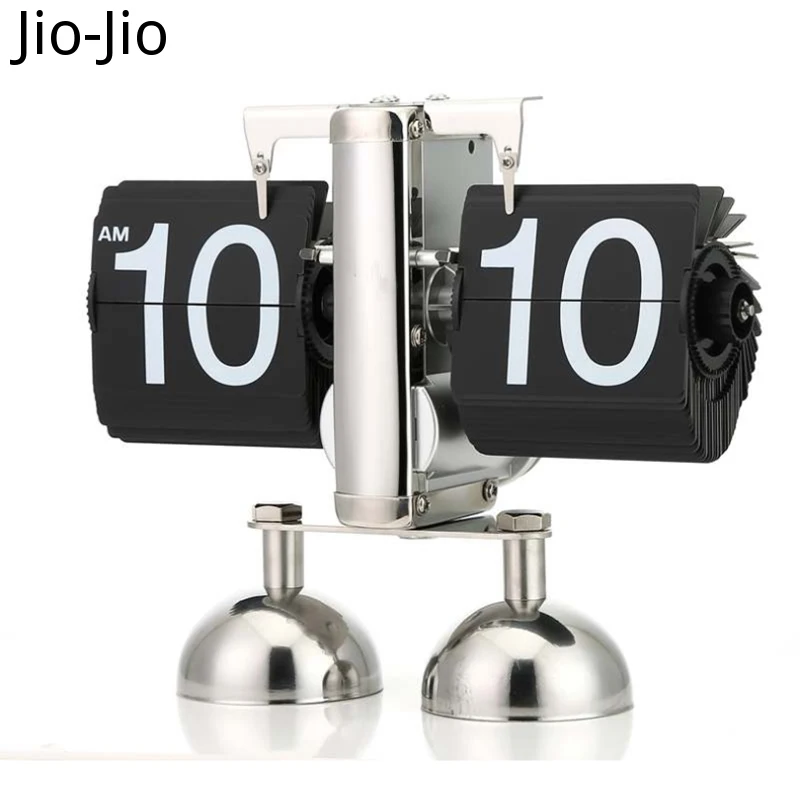 

Creative Mechanical Clock Flip Clock Low Noise Movement Retro Stainless Steel Desk Clock Table Watch Birthday Gift Home Decor