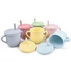 Детская тренировочная чашка без бисфенола А, силиконовые чашки для пищевых продуктов, герметичная чашка с соломинкой для питья, посуда для питья, Нетоксичная чашка, посуда