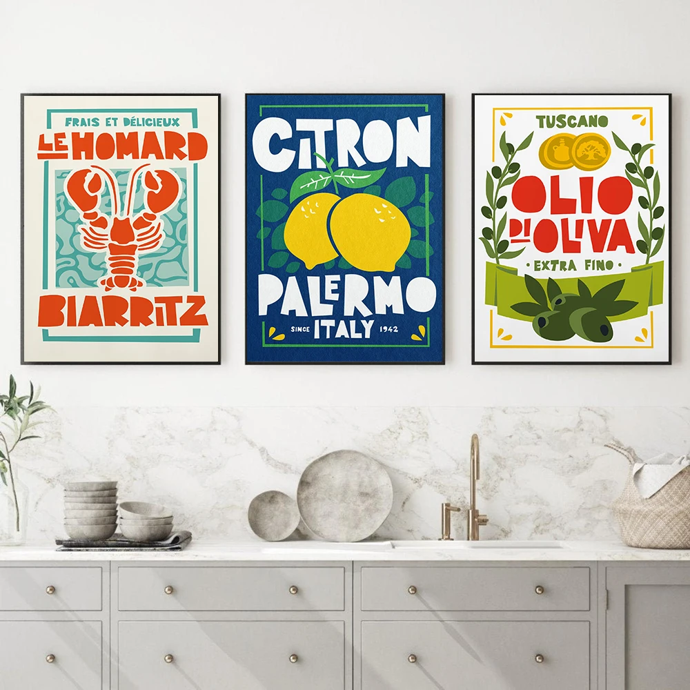 Французский Биарриц лобстер итальянское оливковое масло лимоны искусство на