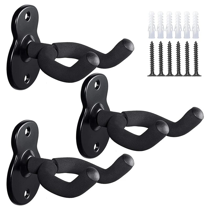 

3 Pack Guitar Wall Hanger,Guitar-Shaped Metal Guitar Wall Mount With Screws,For Acoustic Electric Bass Classical Guitars