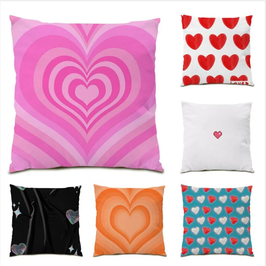 

Sofas Decorative Pillowcase Soft Velvet Colorful Simple Home Decoration Heart Artistic Polyester Linen Cushion Cover E0020