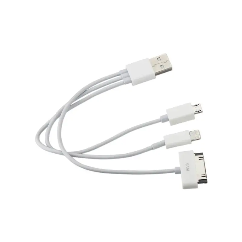 For Iphone 4g/ Iphone 5/ Iphone 6 And Micro Usb Trio 3-in-1 Usb Data Cable 0.58ft In White