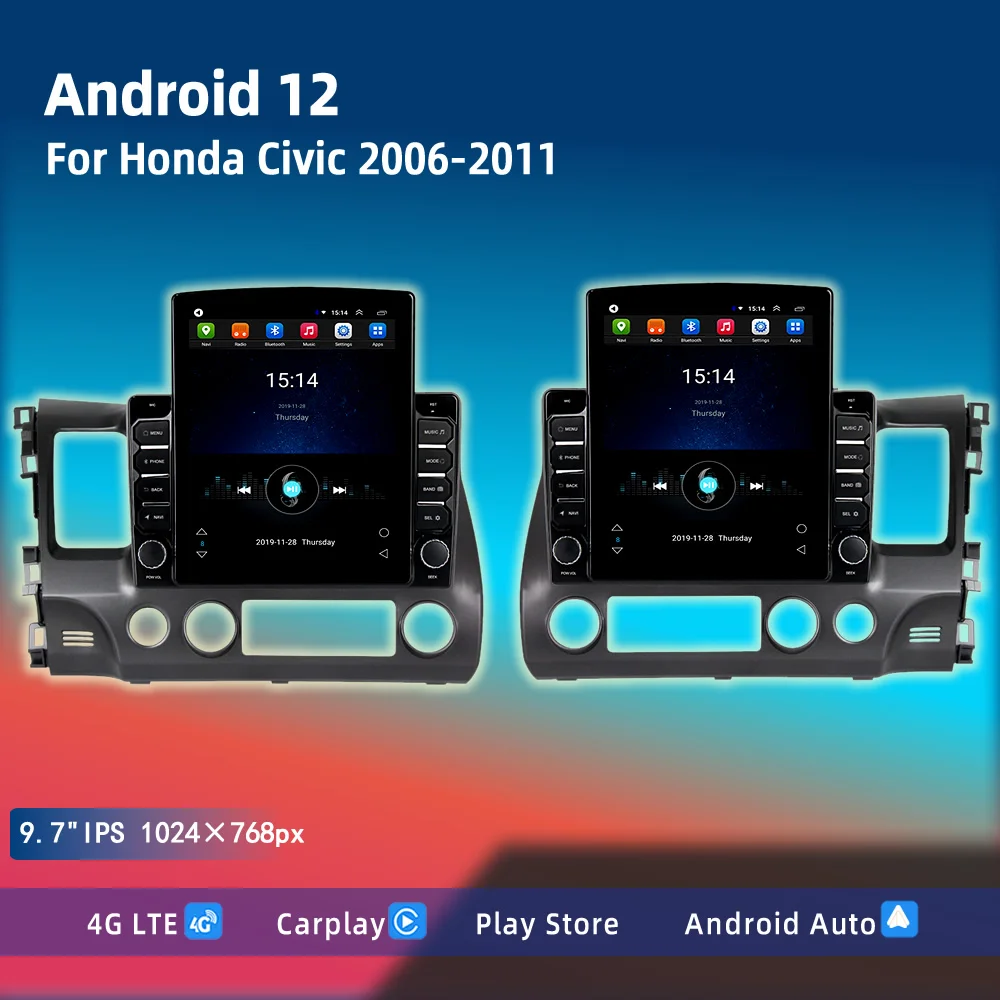 Автомобильный плеер 9 7 дюйма для Honda Civic 2006-2011 Carplay Android Авто TeslaStyle вертикальный