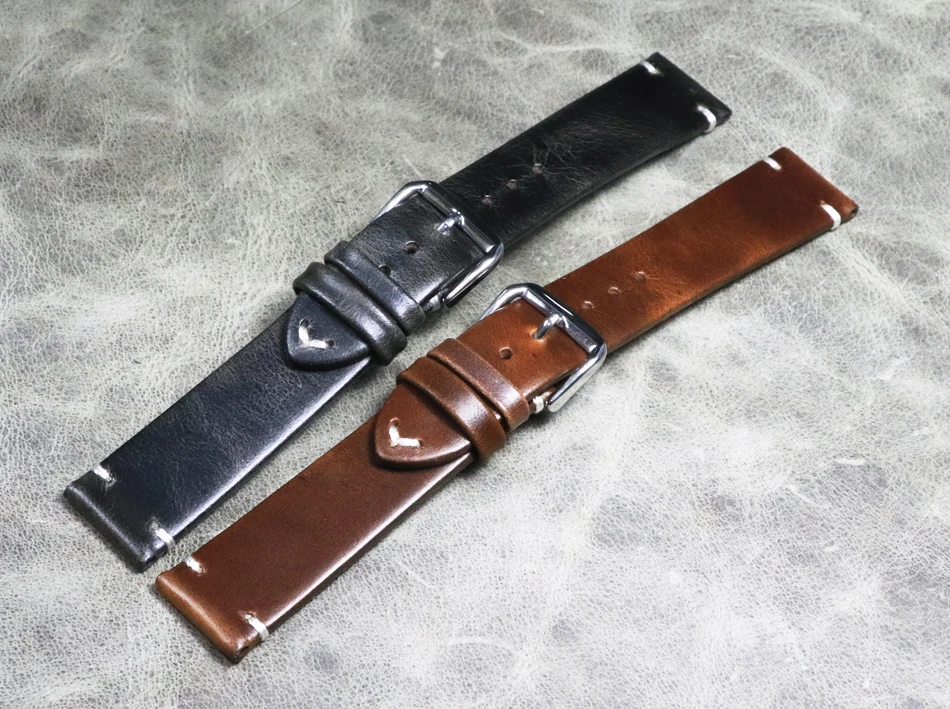 

18 19 20 21 22mm Thin section Oil wax Genuine Leather Watch Belt Handmade Watch Accessories Strap Band Men Cowhide Watchbands