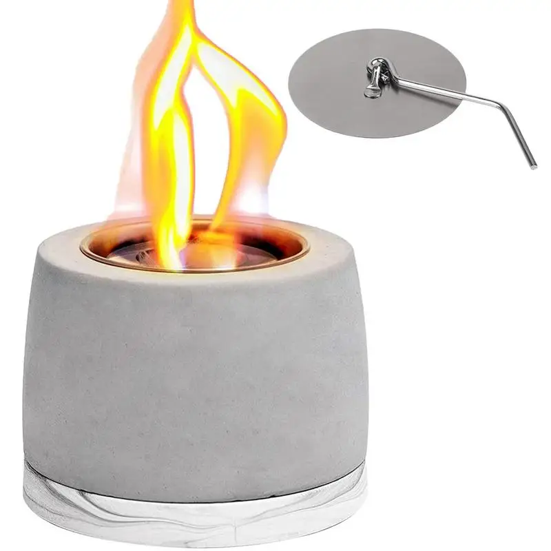 

Portable Tabletop Fire Pit Fireplace Mini Outdoor Alcohol Stove Concrete Firepit with Stainless Steel Combustion Cup 4.53*3.35in