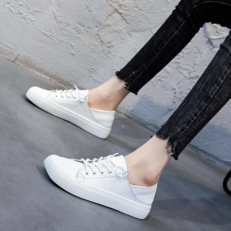 Square Toe White Tennis Women's Shoes Sneakers Stepping Foot Two Wear Ugly Cute Single Shoes Casual Skate Board Shoes