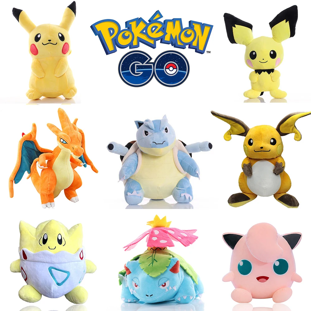 25-35cm Pokemon Charizard Pikachu Doll Cartoon Blastoise Raichu Plush Toy Kawaii Togepi Jigglypuff Doll Children's Birthday Gift