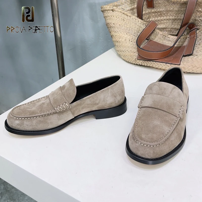 Новинка весны 2025 года замшевые однотонные лаконичные лоферы женские туфли на