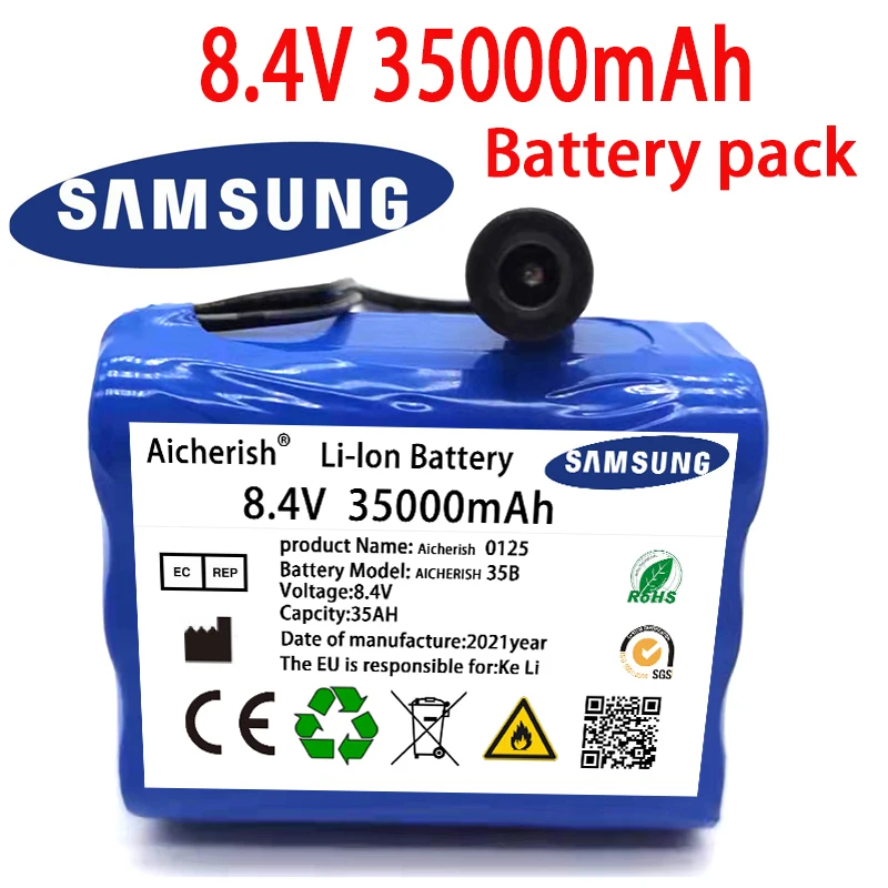 

New Bicycle Light Headlamp 18650 Batteries 8.4V 35000Mah Scooter 35Ah Lithium Ion Rechargeable Battery Pack