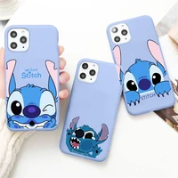 cute stitch and angel phone case for iphone 13 12 mini 11 pro max x xr xs 8 7 6s plus candy purple silicone cover