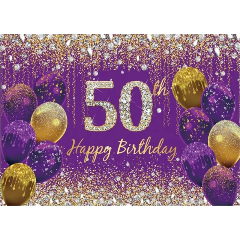 Golden Happy Birthday Background Champagne Sparkling Backdrop for Men Women Party Decorations Glitter Photo Props MC-02