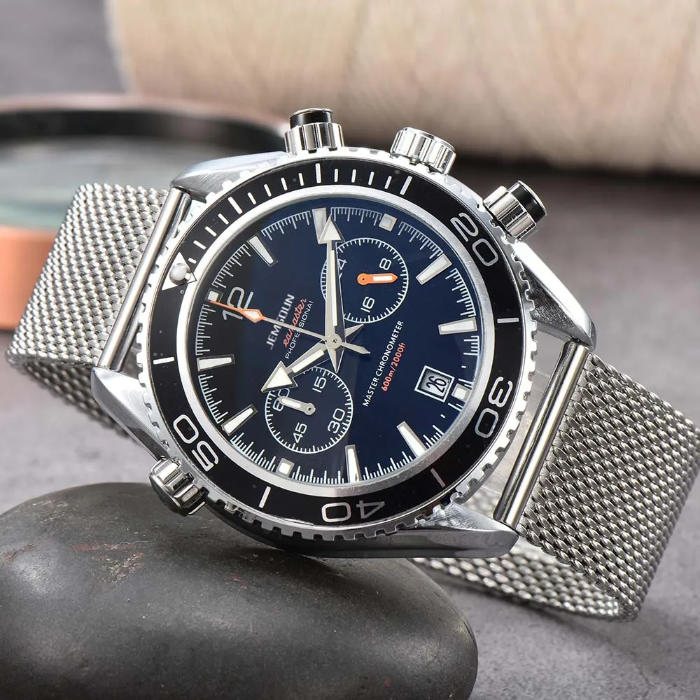 

New Original Brand Watches For Mens Classic Style Automatic Date Mesh Steel Belt Watch Top Quality Chronograph Quartz AAA Clocks