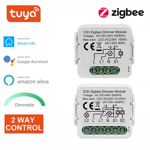 Tuya ZigBee Smart Dimmer Switch Module Supports 2 Way Control Dimmable Switch Voice Remote Control W