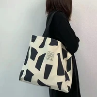 canvas bags for women shoulder bag teenager girl schoolbag large capacity handbag eco reusable grocery tote shopping bag bolsas