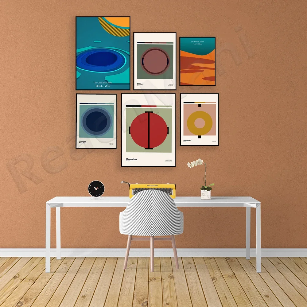 Great Blue Hole Belize Caribbean Sea Kalahari Desert Mauna Loa Mount Etna Rainbow Mountain Travel Poster in Cusco Peru