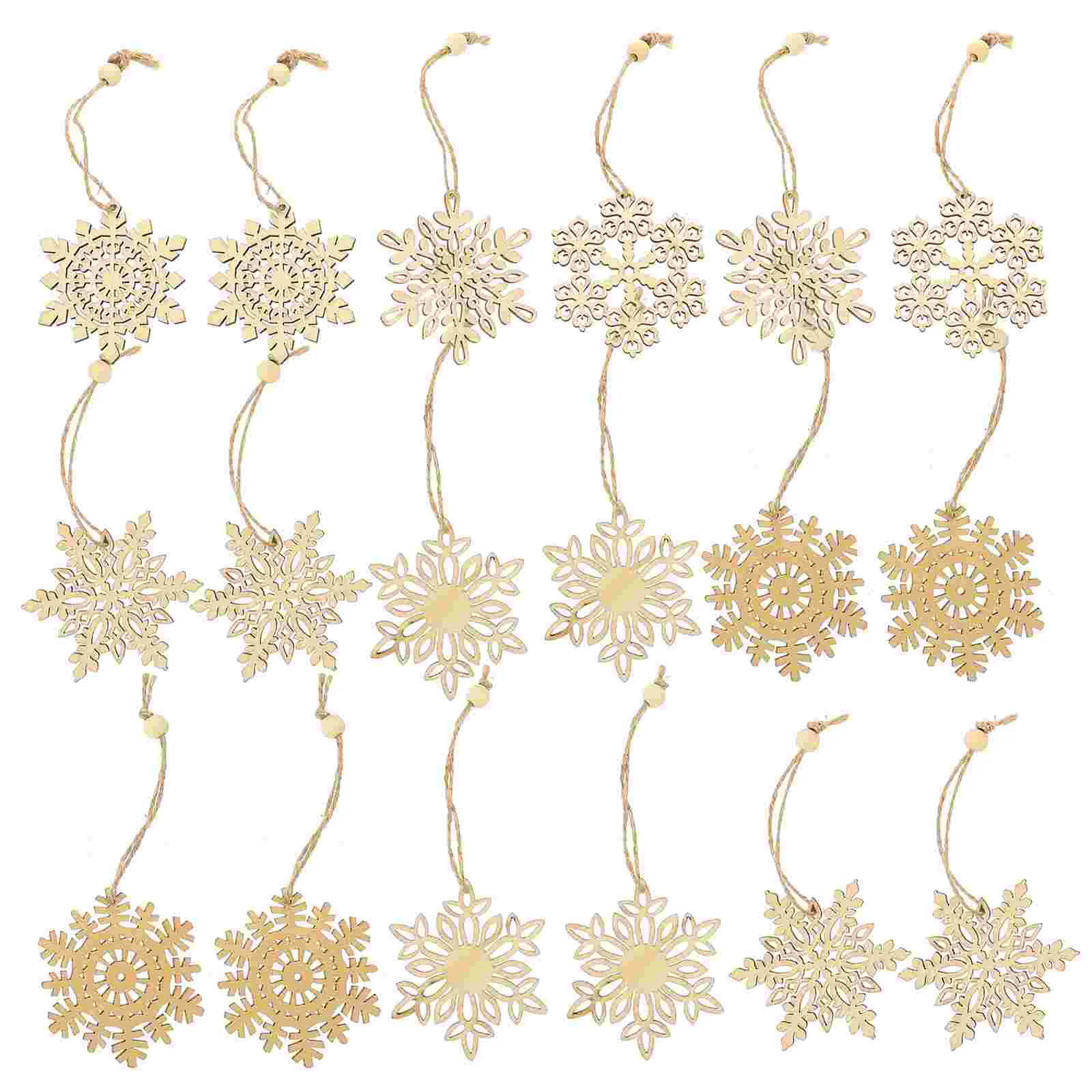 

24 Pcs Christmas Utenciles Snowflake Hanging Ornaments Indoor Decor Party Decorations Xmas Tree Interior Wooden Crafts