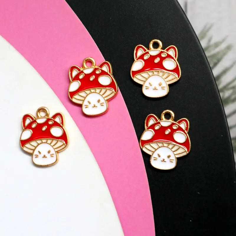 Kawaii мультфильм гриб сплав эмаль кулон очаровательные и модные DIY эльф ожерелье