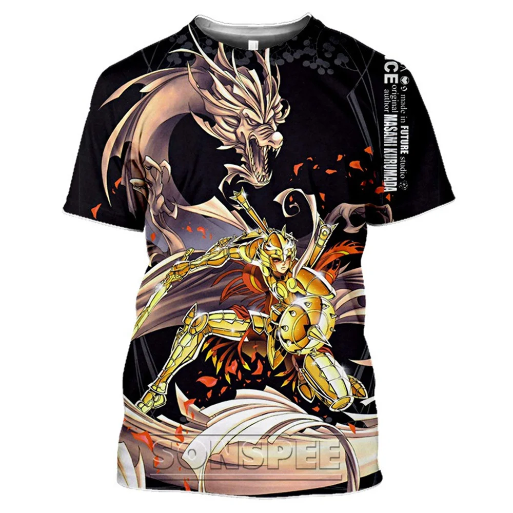 

Футболка Saint Seiya футболки с аниме рисунком Camisetas с рисунком манги, Мужская одежда, летняя уличная одежда, мужская футболка, летние футболки