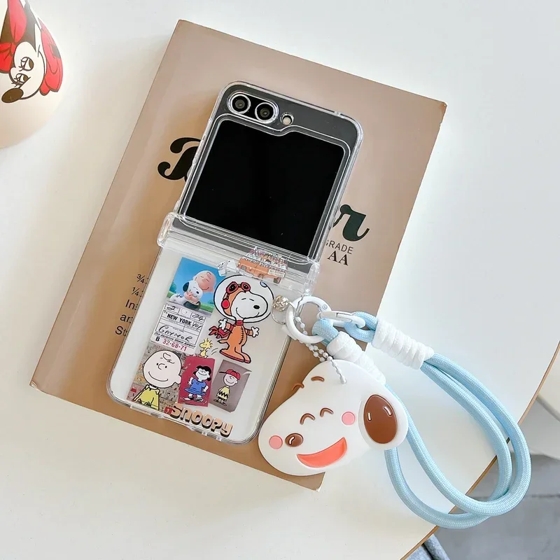 Милый мультяшный снупи Чарли Браун чехол для телефона Samsung Galaxy Z Flip 6 5 прозрачный