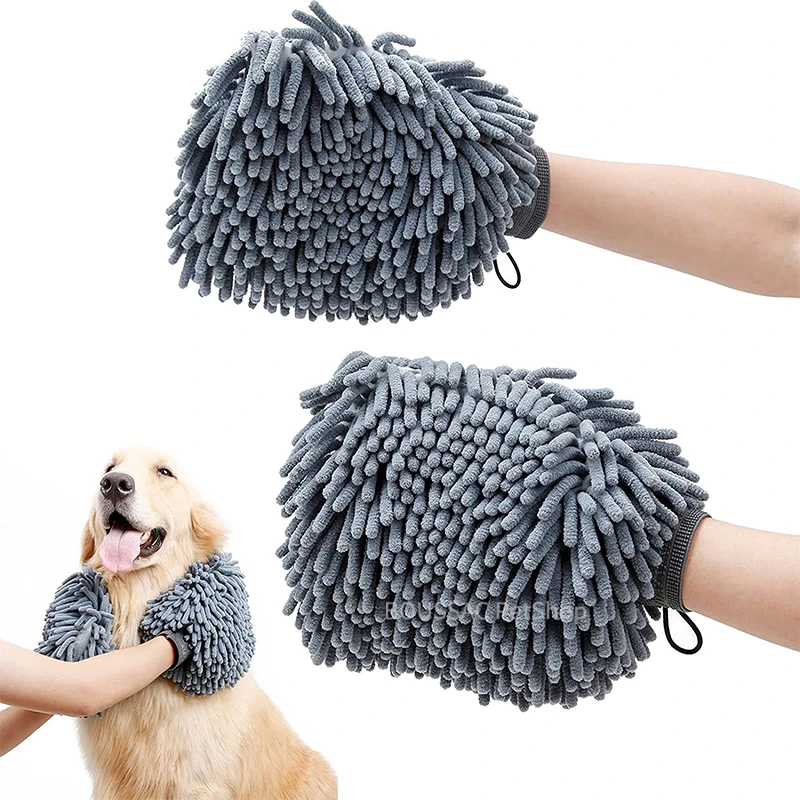

Large Grooming Dogs Microfiber Small Sided Dogs Medium Double Chenille For Paw Grooming Quick Towel Mitt Pet Drying Glove Dogs