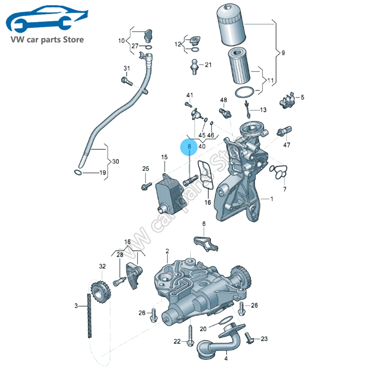 06K103208D Масляный клапан для Kodiaq, A3, Octavia, Q8, A6, A7, Q3, Jetta, Tarraco, Q5, Tiguan Allspace, TER, Golf, A4, A5, Q7, TT, Passat B8 Variant (art.: 3920da47a2ef5) - 3920da47a2ef5