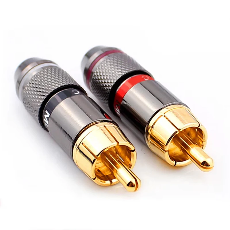 4/10 шт. штекер RCA-разъем адаптер позолоченный разъем HiFi без пайки аудио-видео