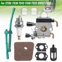 9pcs spark plug carburetor set part air fuel filter gasket for stihl fs38 fs45 fs46 fs55 km55 fs85 mower and trimmer repair kit