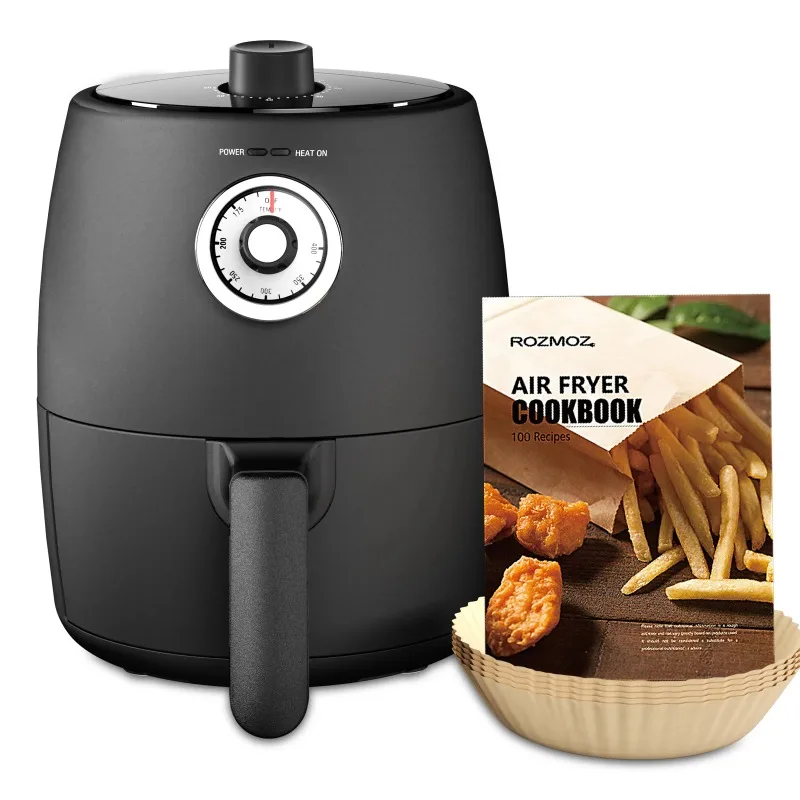 , 2 Quart Electric Oil-less Air Fryer Oven Cooker With Air Fryer Liner, Cookbook