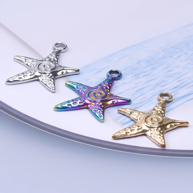 4pc Pentagram Star Starfish Charms for Jewelry Making Supplies Multicolour Pendant Design Diy for Earrings Bracelets Necklace