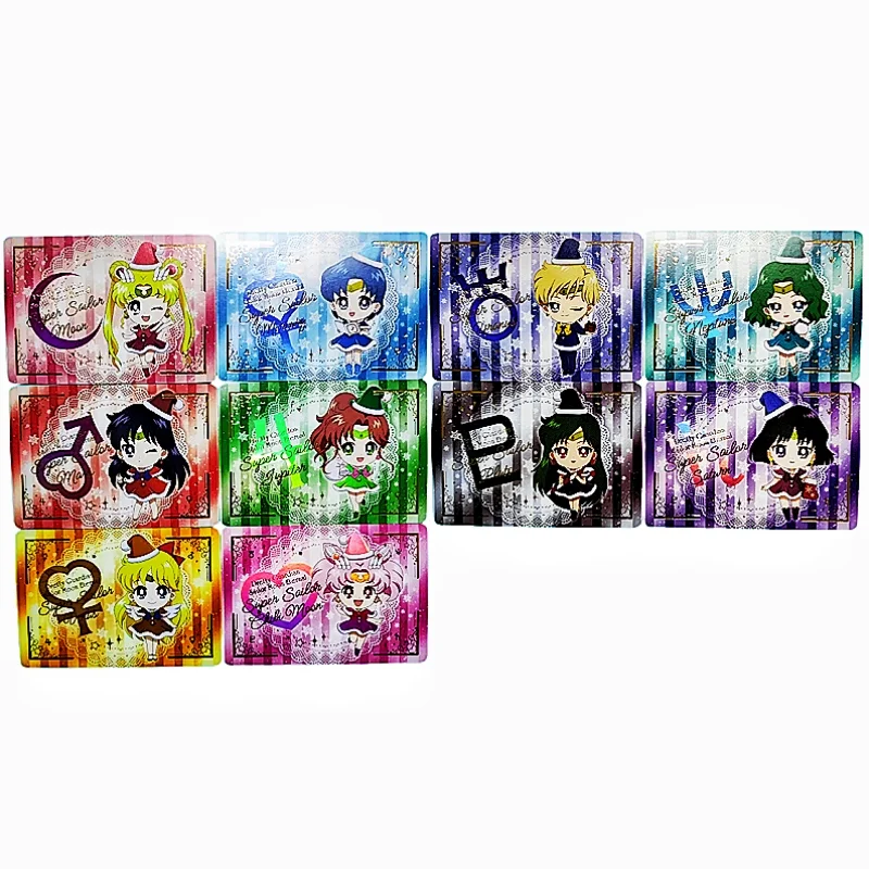 

10pcs/set Sailor Moon Q Version Christmas Series Animation Characters Tsukino Usagi Flash Card Anime Game Collection Cards Toy