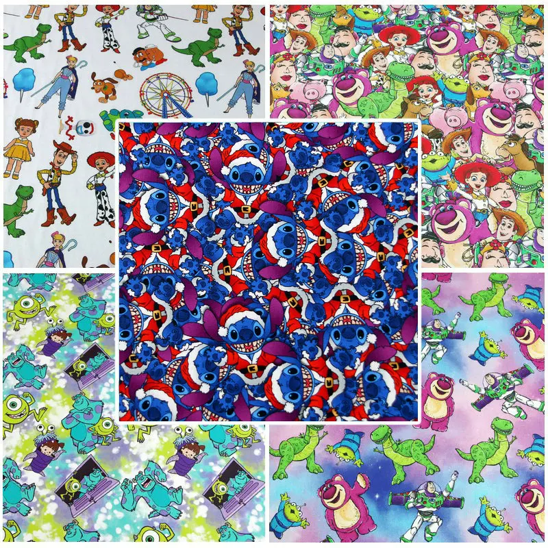 Disney Toy Story Princess Ariel Stitch Cotton Fabric Material Patchwork Sewing Fabrics Quilt Needlework Diy Baby Cloth Material