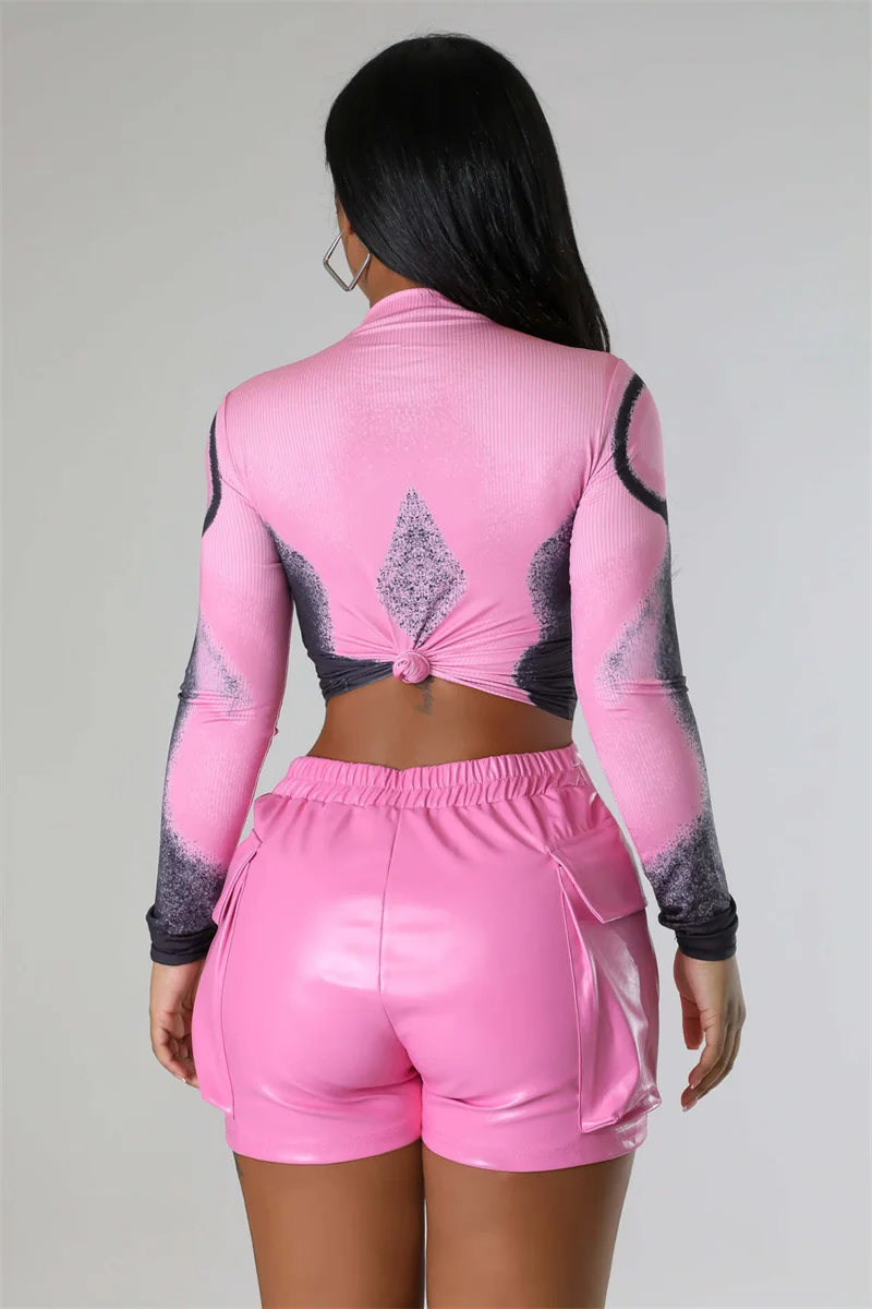 Znaiml Low Waist Slim Bottoms Pockets INS Booty Shorts for Women Clothes Trousers Y2K Style Streetwear PU Leather Pants Femme