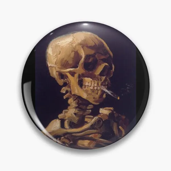 

Vincent Van Gogh Is Skull With A Burning Customizable Soft Button Pin Fashion Lapel Pin Hat Metal Women Funny Lover Creative