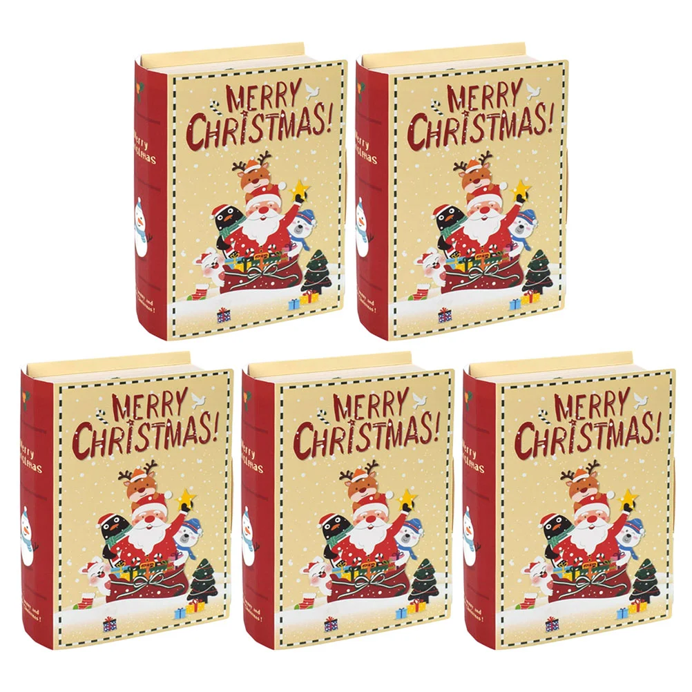 

5pcs Christmas Gift Boxes Book Shape Candy Box Festival Treat Box Christmas Party Decorations