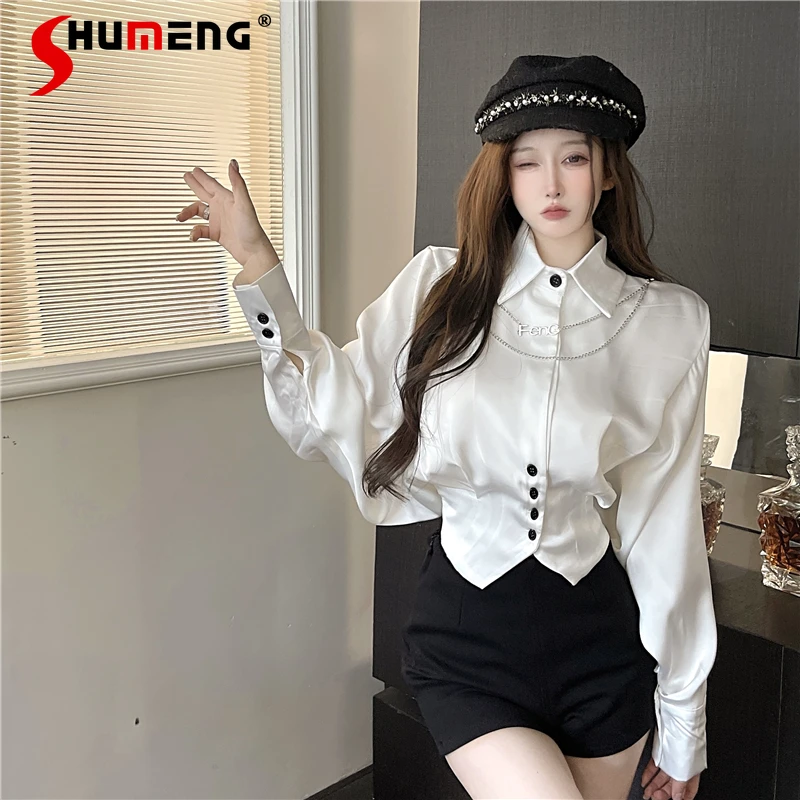 

Woman Puff Sleeve Short White Shirt for Women 2022 Spring New French Style Temperament Long Sleeve Crop Top Blusas Rojas Mujer