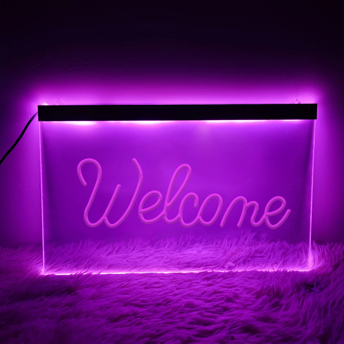 Добро пожаловать 3D неоновая вывеска с резьбой искусственная лампа низким