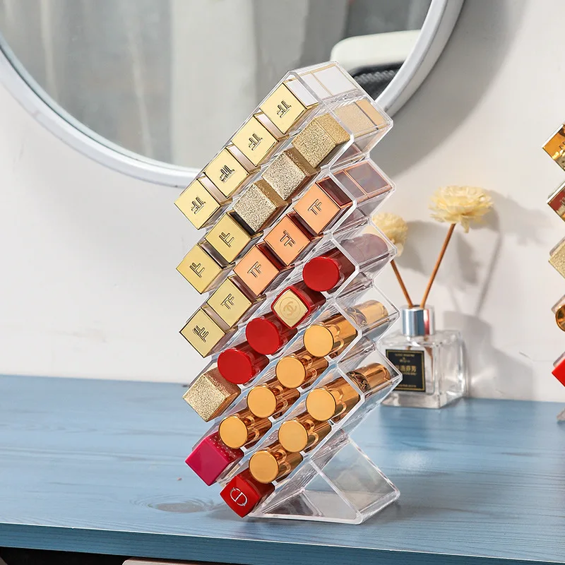 

Lipstick Storage Box Dustproof Desktop Lip Glaze Multi-grid Cosmetic Lipstick Rack Storage Finishing Box Transparent Cover