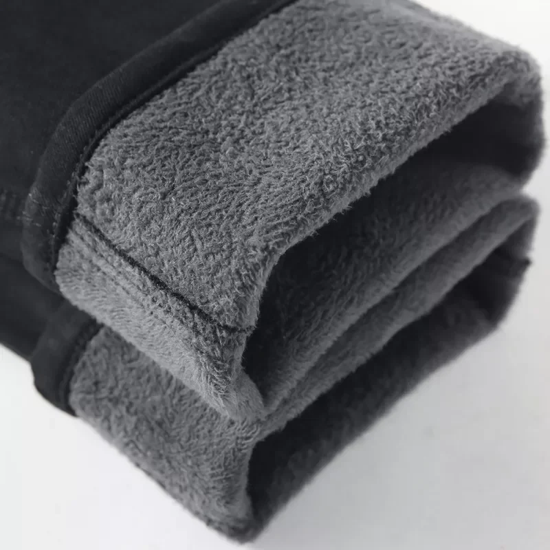 2022New Size 42 Men Warm Thick Jeans 2022 Winter New Style Business Fashion Slim Fit Stretch Black Jean Trousers Brand Pants