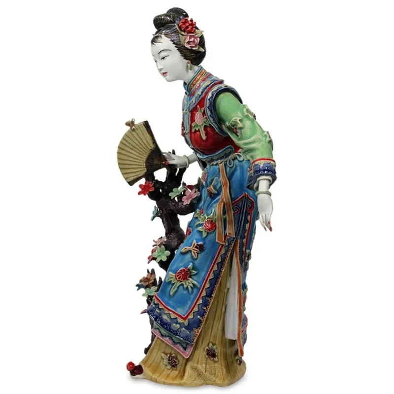 Dekorasi Cina Jinling Dua Belas Antik Indah Wanita Patung-patung Porselen Buatan Tangan Kerajinan Patung Rumah
