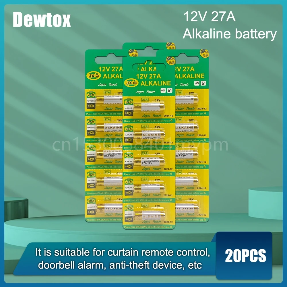 20pcs 12V 27A A27 Alkaline Battery MN27 MS27 GP27A A27 L828 