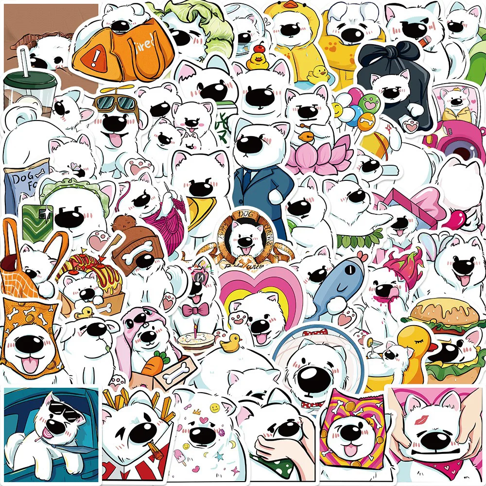 

10/30/50PCS Smiling Angel Samoyed Dog Cartoon Sticker DIY Phone Laptop Luggage Skateboard Graffiti Decals Fun for Kid Toy