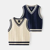 2022 children's sweater vest baby knitted sweater spring and autumn new children's cotton boys and girls clothes vest new