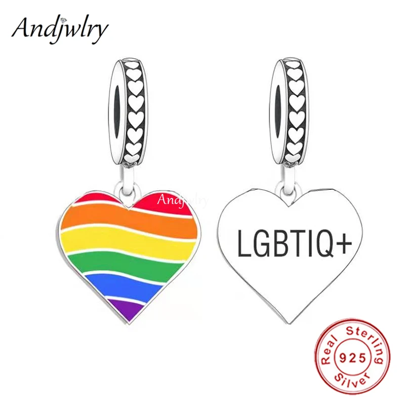 

Fit Bracelet Charms Silver 925 Original Rainbow Heart LGBTIQ+ Bead Bracelet&Bangle Jewelry Berloque