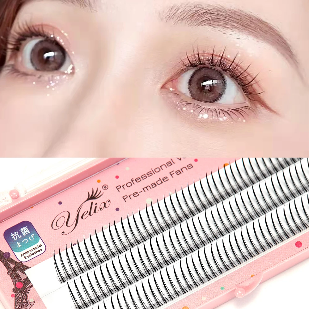 Yelix A/M Shape Professional Makeup Individual Lashes Cluster Spikes Lash Wispy Premade Russian Natural Fluffy False Eyelashes