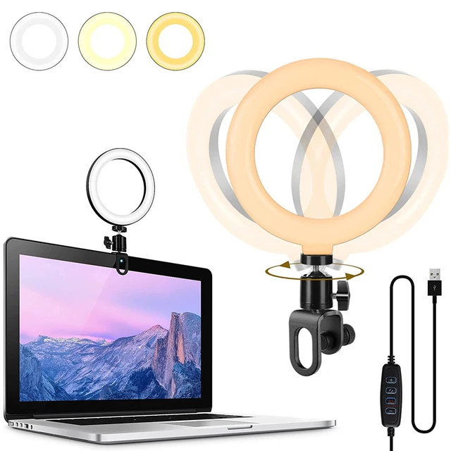 Ring Light LED Lamp Lighting With Clip On Laptop Computer For Video Conference Zoom Webcam Chat Live Streaming Youtube 1