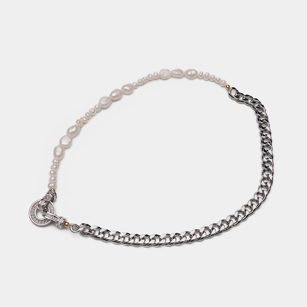 

JBJD модное металлическое ожерелье с цепочкой из натурального жемчуга